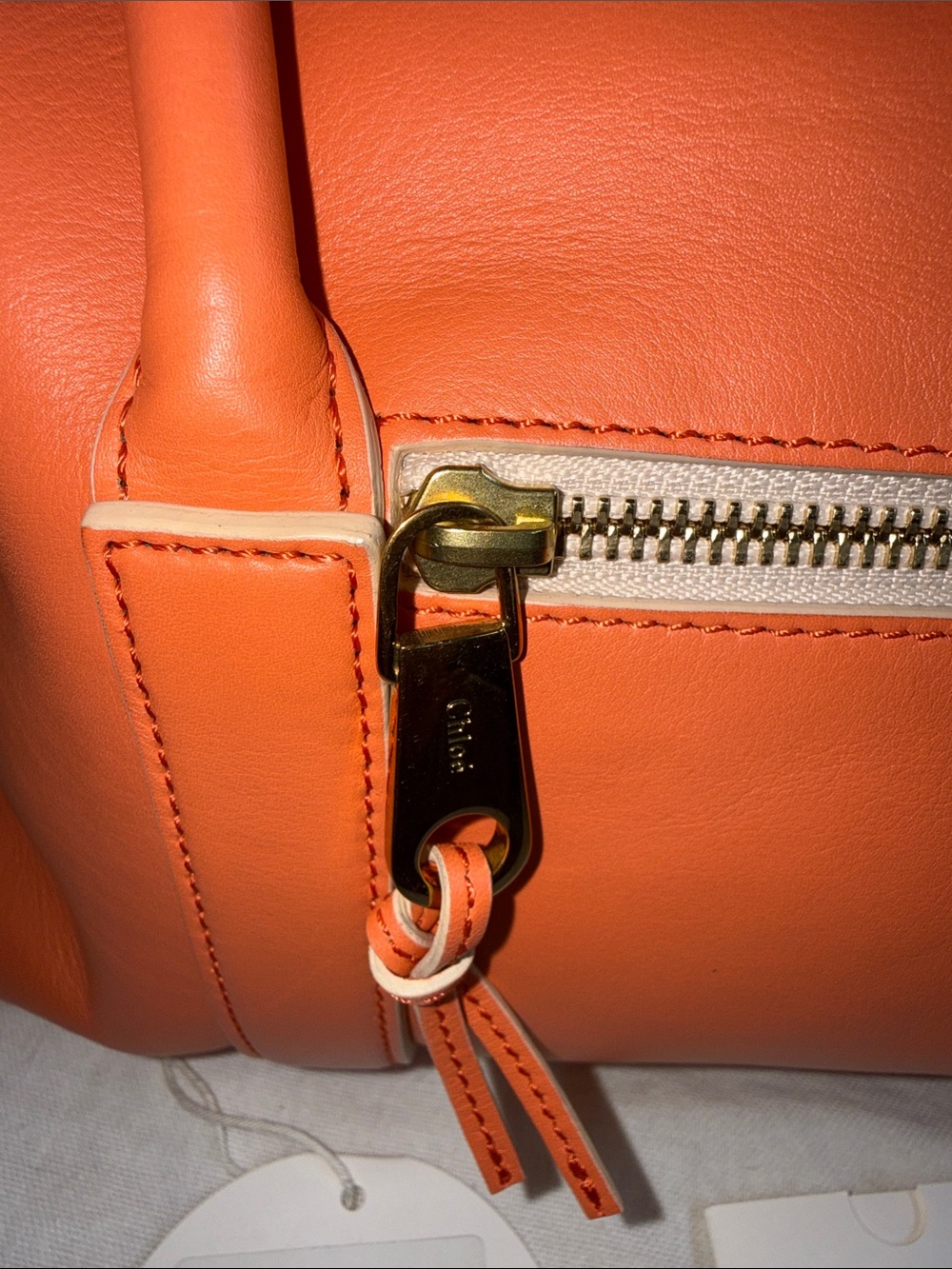 Chloe Madeleine Leather Boston Bag - Double-Handle Satchel with Front Zip - Picture 4 of 5